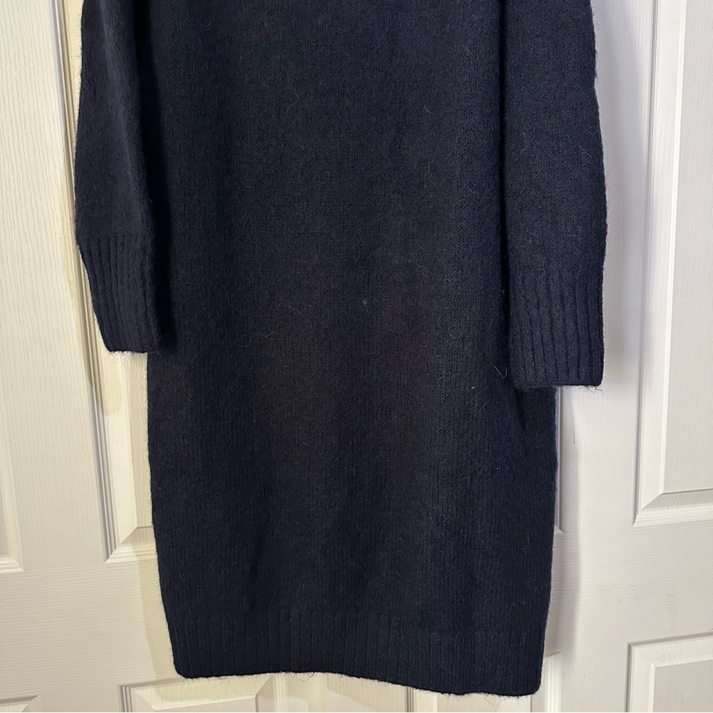 New Zara $69 Wool Blend Navy Blue Long Cardigan with Pockets Medium Large - Picture 9 of 13